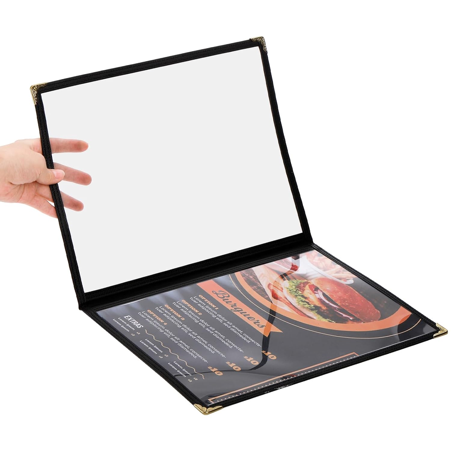 Divris PVC Restaurant Menu Cover, Menu Holder, Cafe Bar Beverage Menu Folder, Clear PVC Menu Folder: 4 View