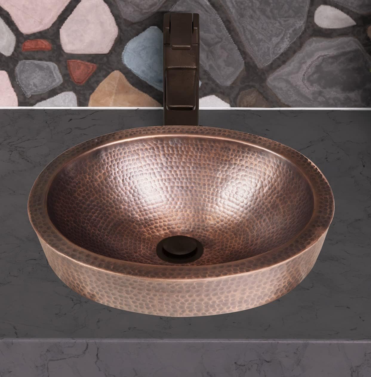 Antique Oval Copper Basin - 5 Pcs Set