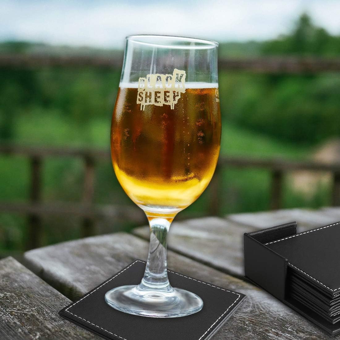 Leather Coasters Set of 6 with Holder- Protect Furniture from Water Marks &amp; Damage, PU Leather Drink Coasters Cup Mat&nbsp;