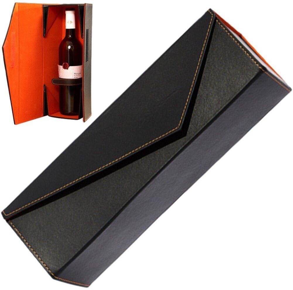 Wine Gift Box Foldable Pu Leather Wine Bottle Holder Storage Case Bottle Gift Storage Bags for Christmas Birthday Party Business Gift
