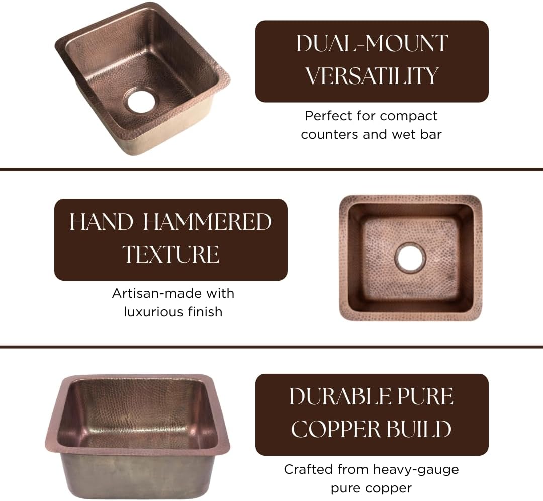 Antique Copper Basin Rectangular - 5 Pcs Set