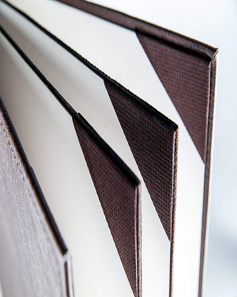 Restaurant Leather Menu Covers Folder 9x12" Inches, 4 panel 6 view folder: Brown