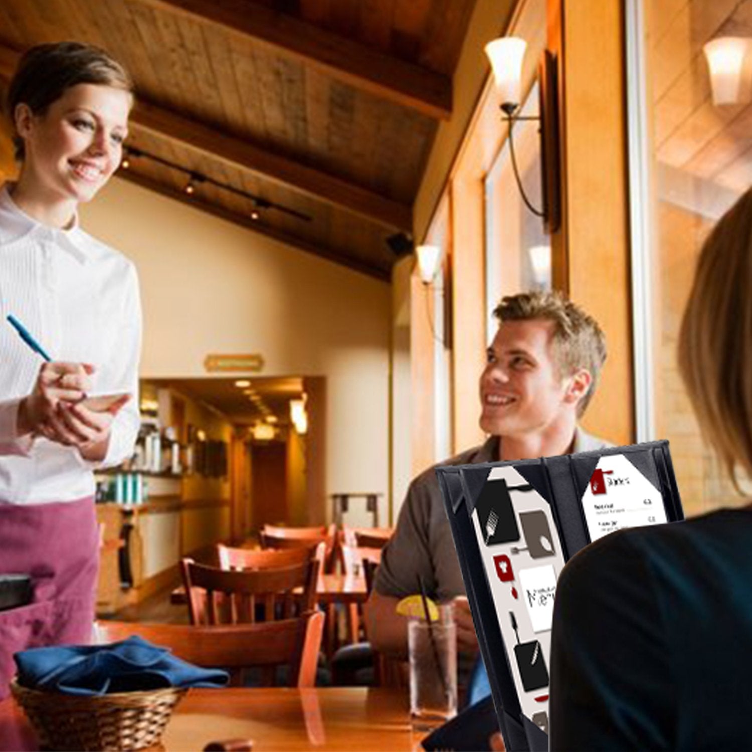 Book Style Double Fold Panel Menu Cover for Bar and Cafe, Restaurant Menu Covers, Juice and Beverage Folder- 6 View