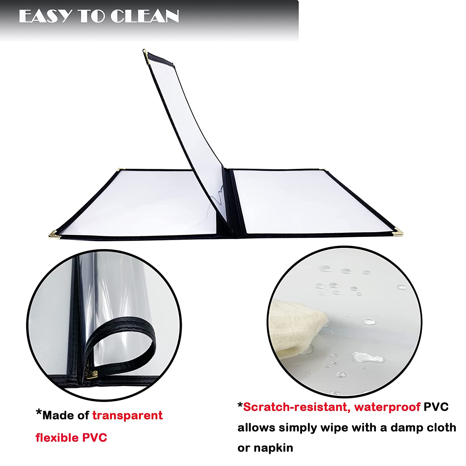 Divris PVC Restaurant Menu Cover, Menu Holder, Cafe Bar Beverage Menu Folder, Clear PVC Menu Folder: 6 View