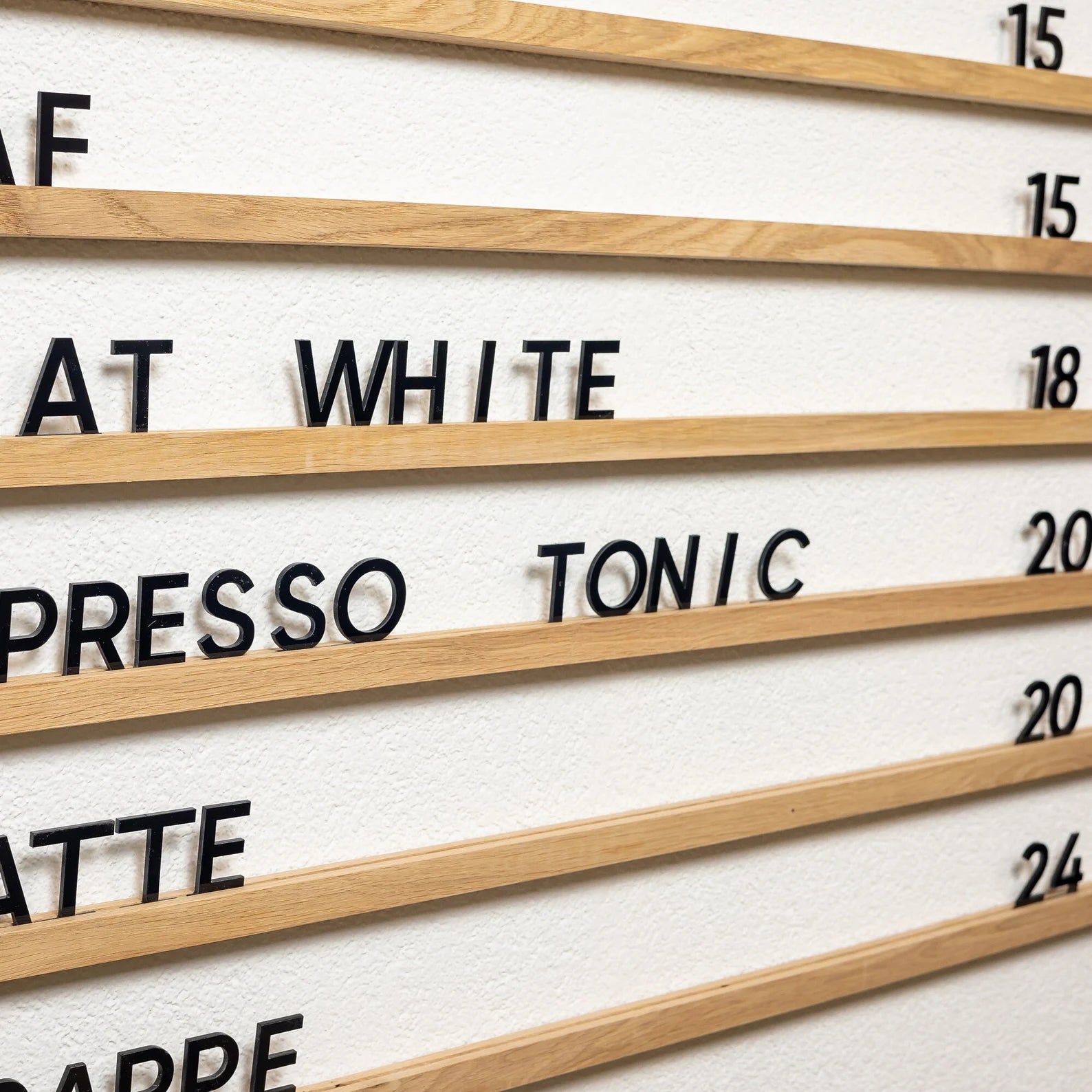 Menu Board, Wall menu, Changeable Letter Board, Cafe Menu Holder, Bakery Menu, Hanging Cafe Menu Sign, Pine Wood Menu Rails: (10 Wooden Rail with 400 Letters)