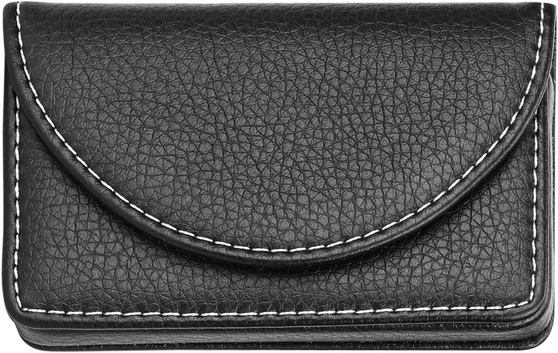 Leather Business Card Holder for Men or Women Pocket Business Card Wallet Name Card Case Holder with Magnetic Shut, Holds 25 Business Cards