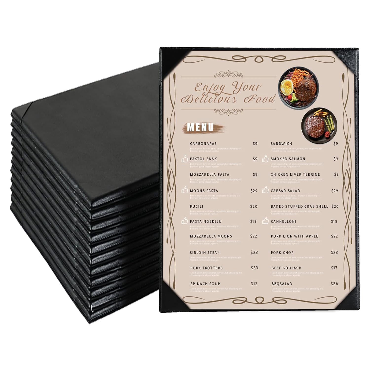 Single Black Restaurant Menu Cover , Cocktail Display, Bar Folder, Single View Menu Holder for Restaurant, Bar, Lounge, Drinks, Wine List: A4 Size