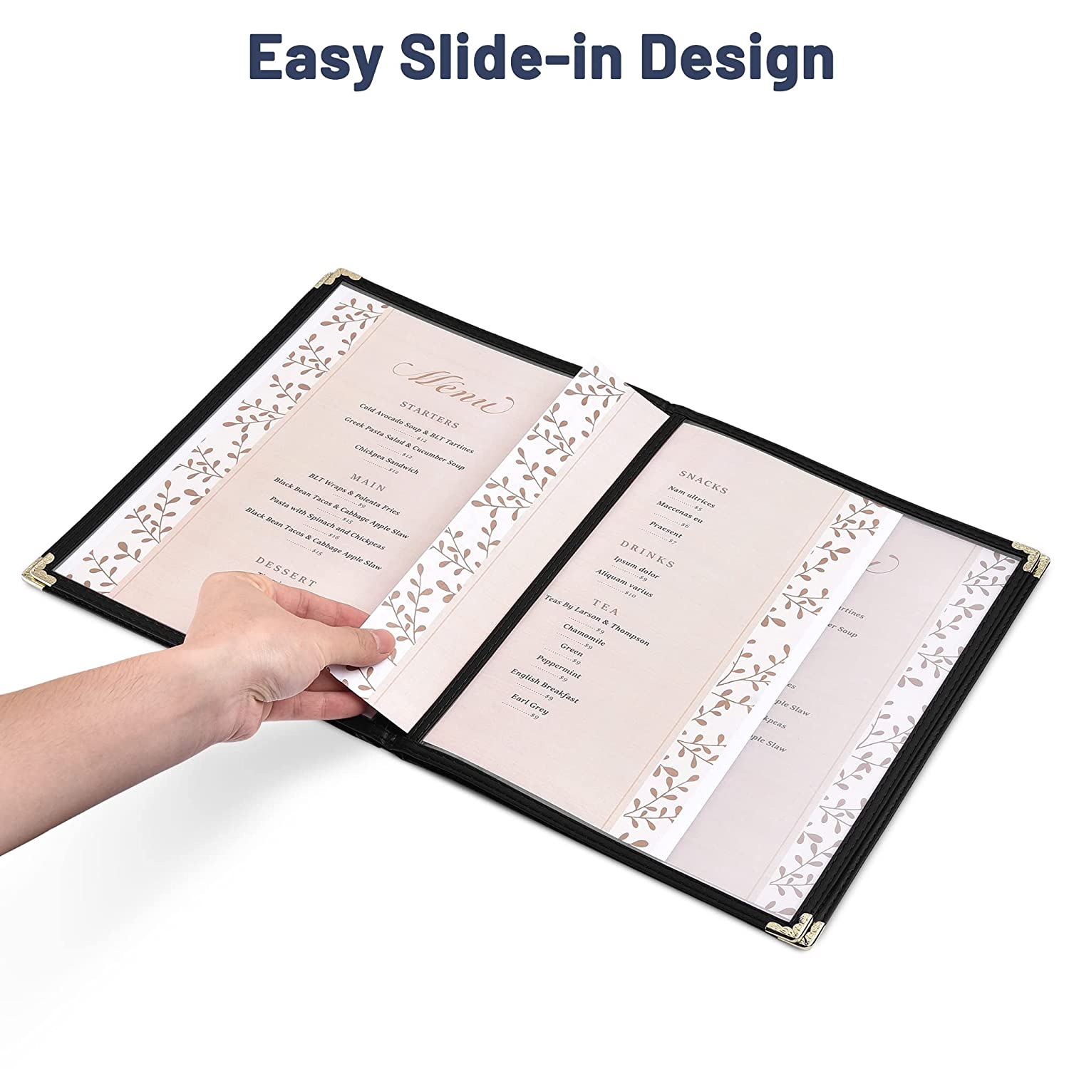 Divris PVC Restaurant Menu Cover, Menu Holder, Cafe Bar Beverage Menu Folder, Clear PVC Menu Folder: 8 View)