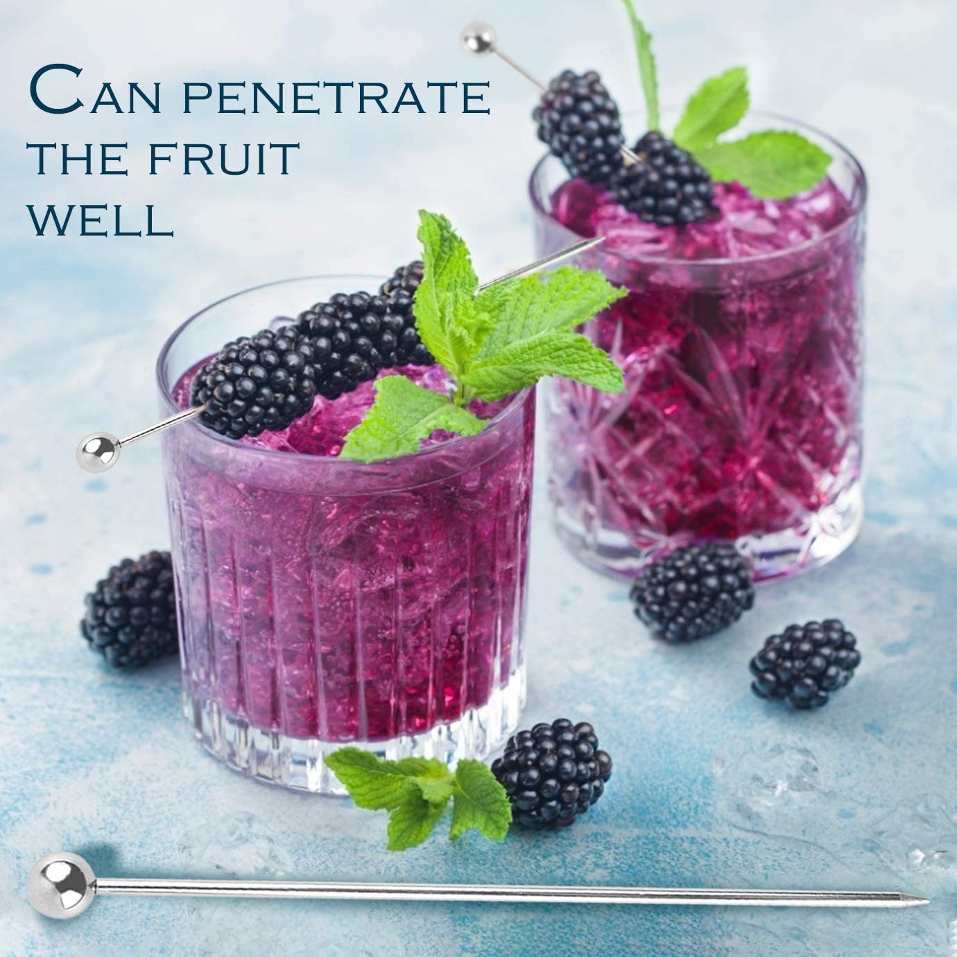 Cocktail Picks 304 Stainless Steel Martini Olive Skewers Reusable Sticks Starter Toothpicks Fruit Stick, Perfect for Party Home