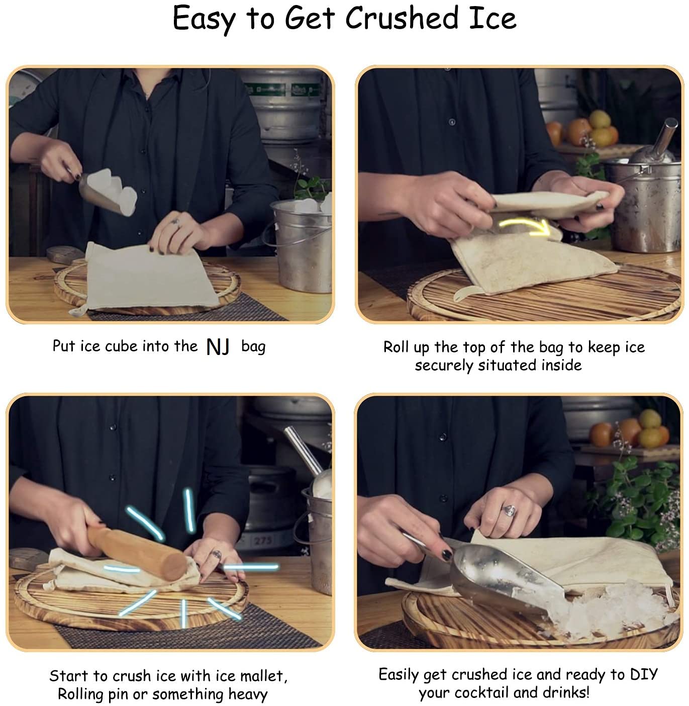 Divris Ice Crushed bag with Wood mallet: 20 Pcs Pack