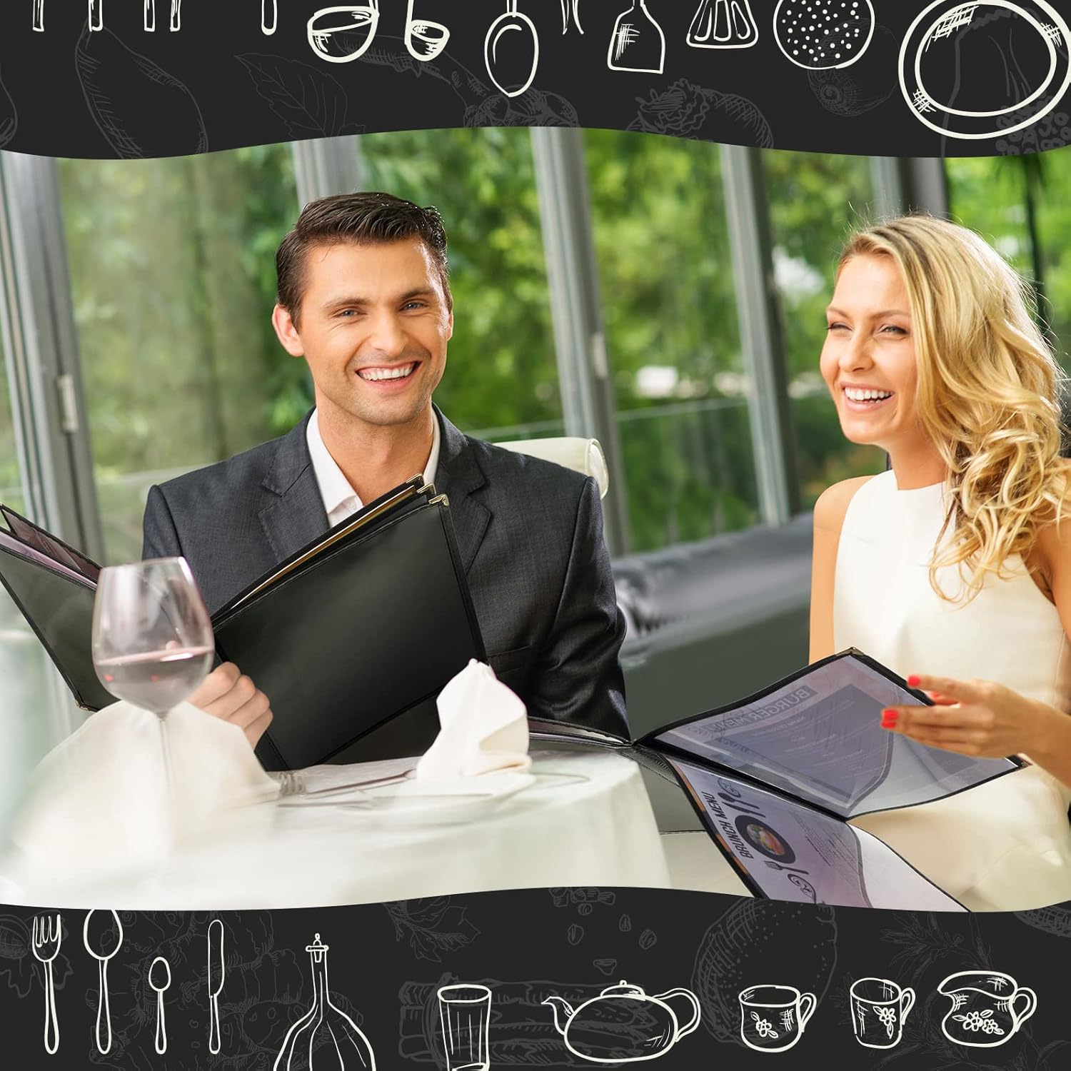 Divris PVC Restaurant Menu Cover, Menu Holder, Cafe Bar Beverage Menu Folder, Clear PVC Menu Folder: 12 View