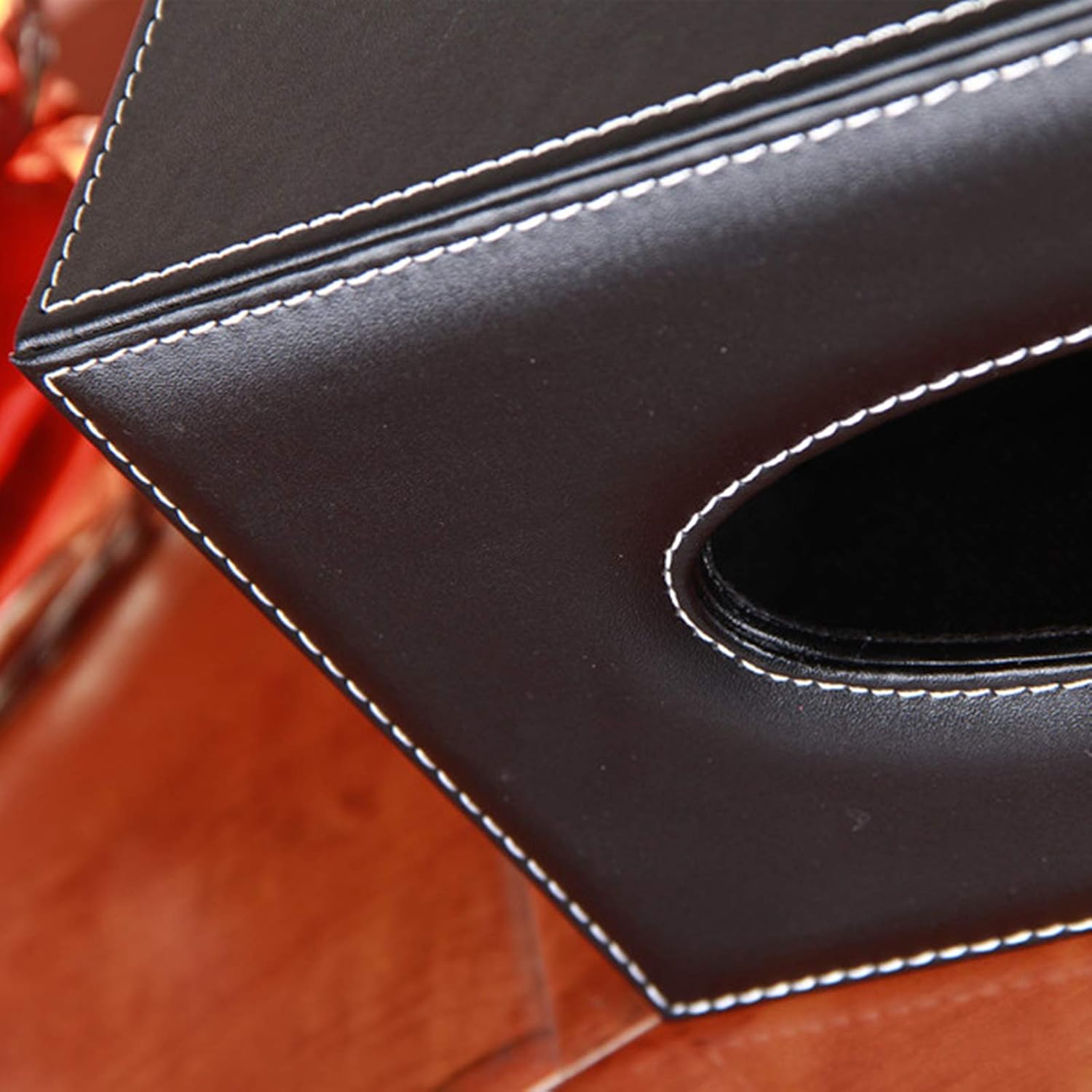 Tissue Box Cover Rectangular PU Leather Facial Tissue Box Holder for Dresser Bathroom Decor