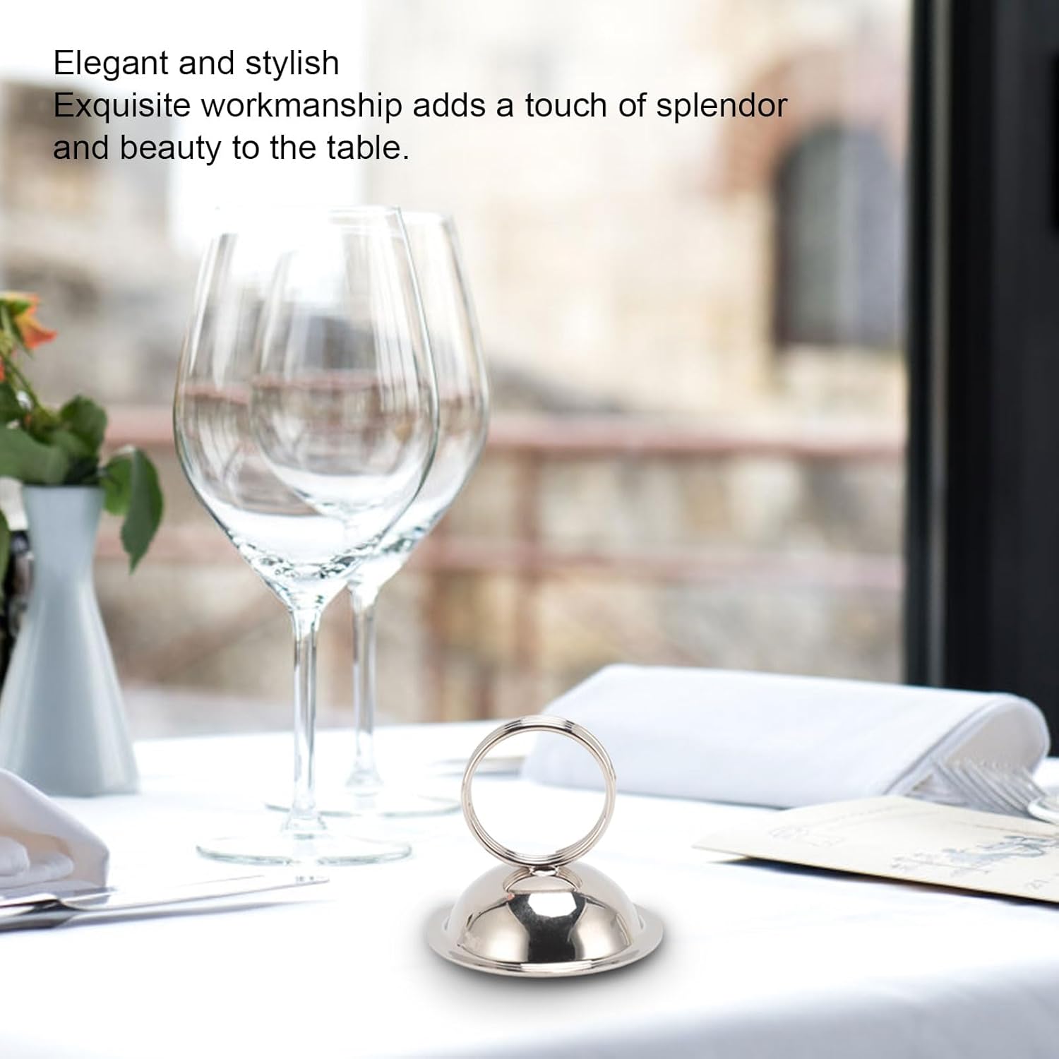 Table Card Holder Stand, Stainless Steel Table Number Holders, and Elegant Photo Card Holders, for Weddings, Parties, and Restaurants with Banquets