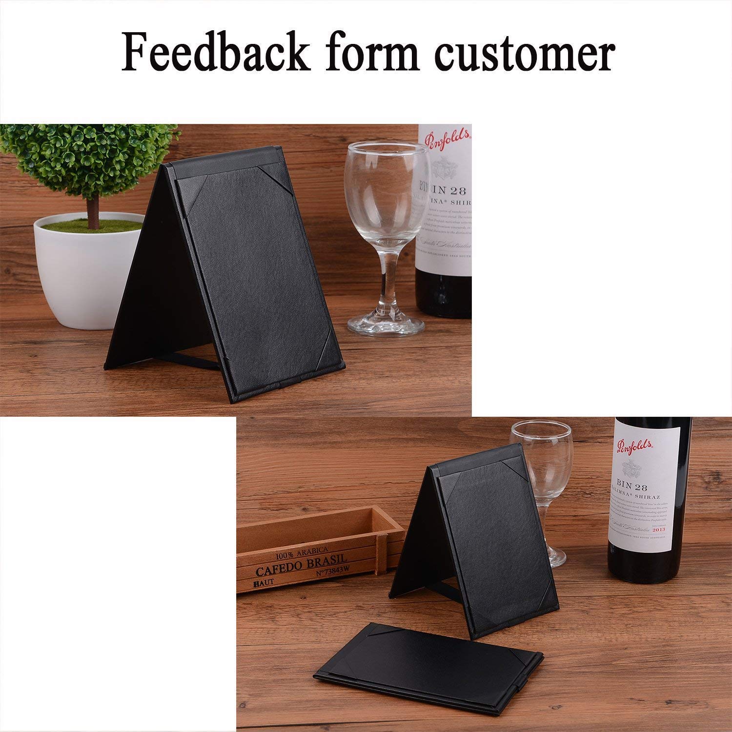 Leather Menu Sign Display Stand for cafes bars or Restaurant Presenter, Menu Holder Menu Covers for Specials or Drinks Black, PU Leather: A5