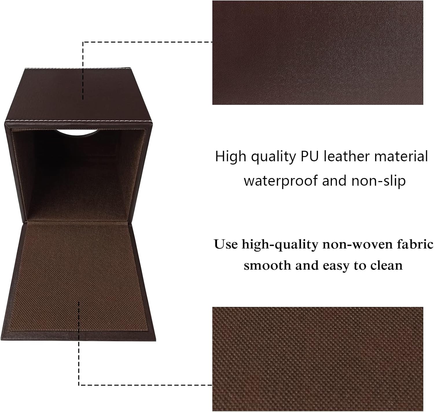 Tissue Box Cover Square PU Leather Facial Tissue Box Holder for Dresser Bathroom Decor