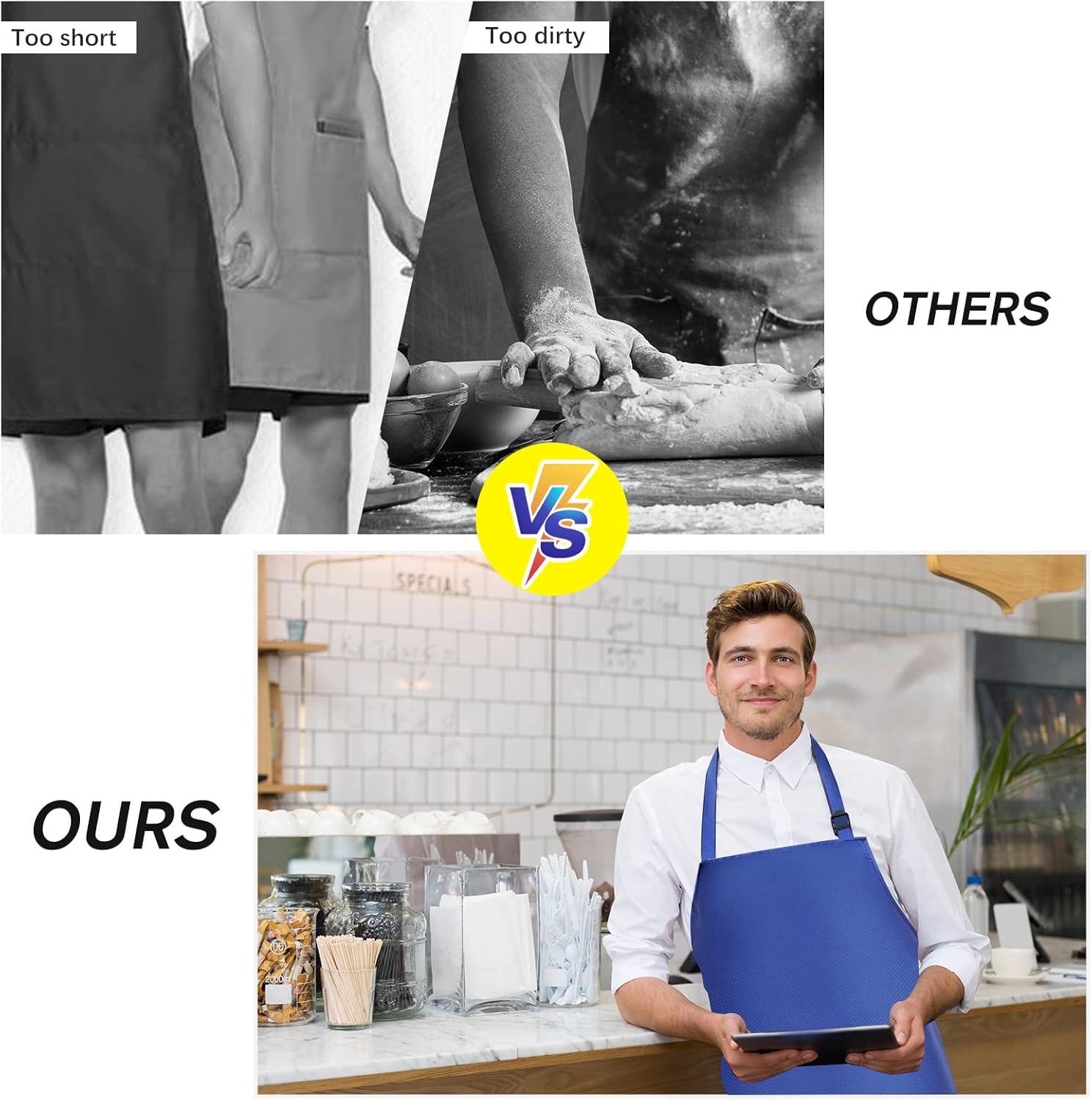 Leather Apron, Heavy Duty Work Apron, Waterproof Apron Ideal for Chef, Butcher, Barber, DishWashing