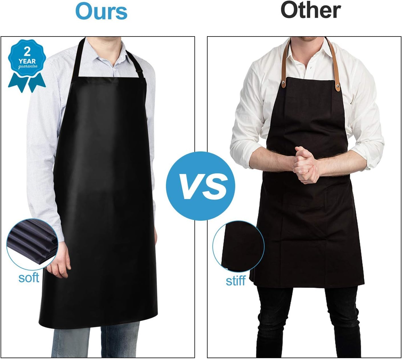 Leather Apron, Heavy Duty Work Apron, Waterproof Apron Ideal for Chef, Butcher, Barber, DishWashing