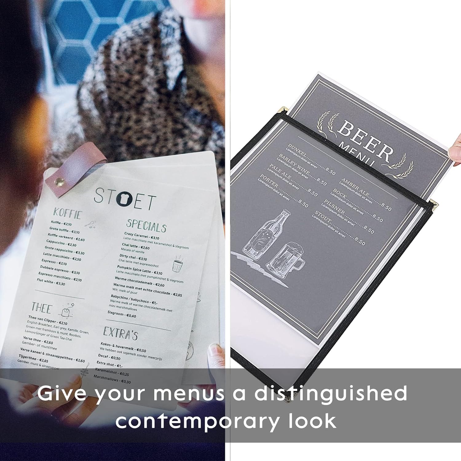 Divris Restaurant Menu Sleeve, Menu Holder, Cafe Bar Beverage Menu Folder, Clear PVC Menu Folder: 2 View