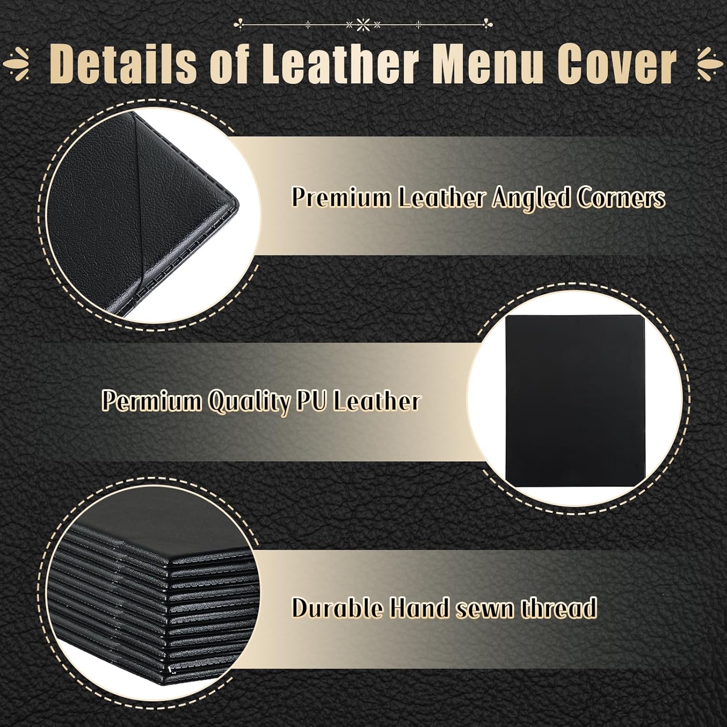Single Black Restaurant Menu Cover , Cocktail Display, Bar Folder, Single View Menu Holder for Restaurant, Bar, Lounge, Drinks, Wine List: A4 Size