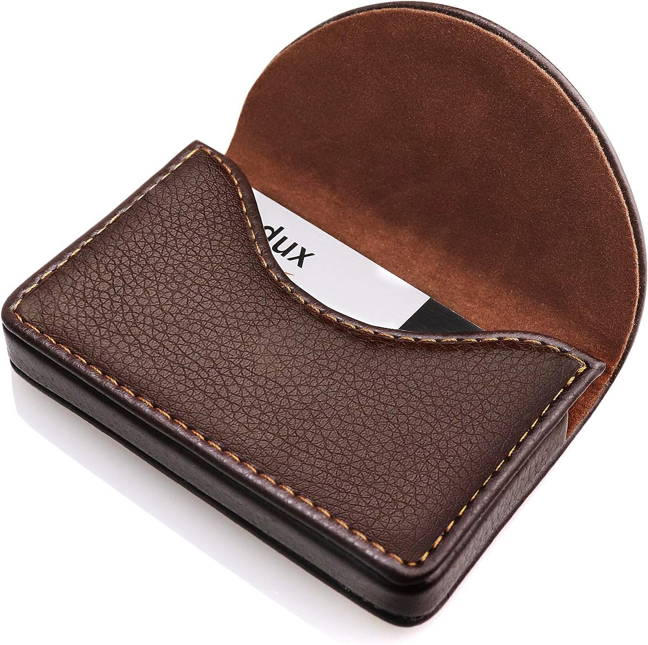 Leather Business Card Holder for Men or Women Pocket Business Card Wallet Name Card Case Holder with Magnetic Shut, Holds 25 Business Cards
