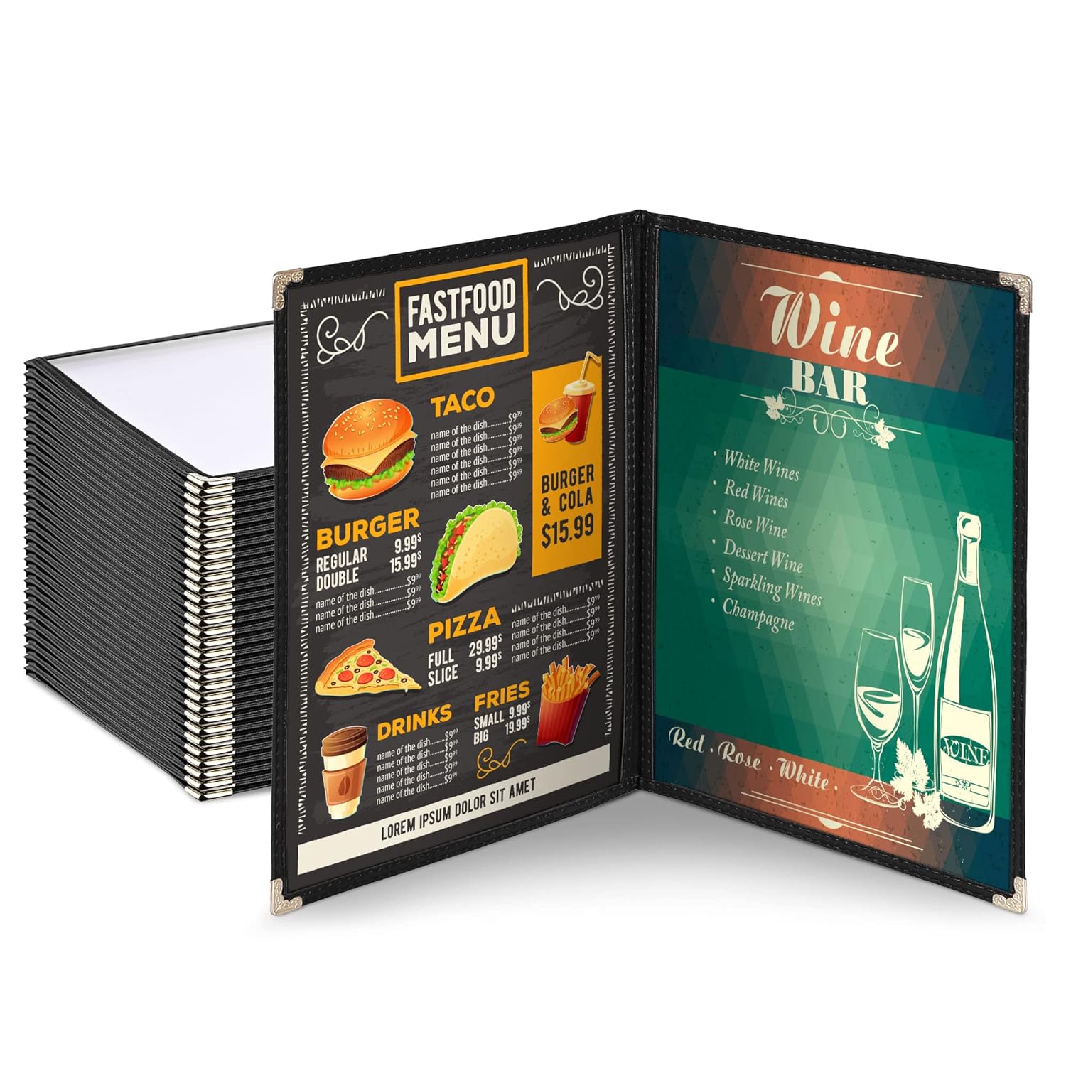 Divris PVC Restaurant Menu Cover, Menu Holder, Cafe Bar Beverage Menu Folder, Clear PVC Menu Folder: 4 View