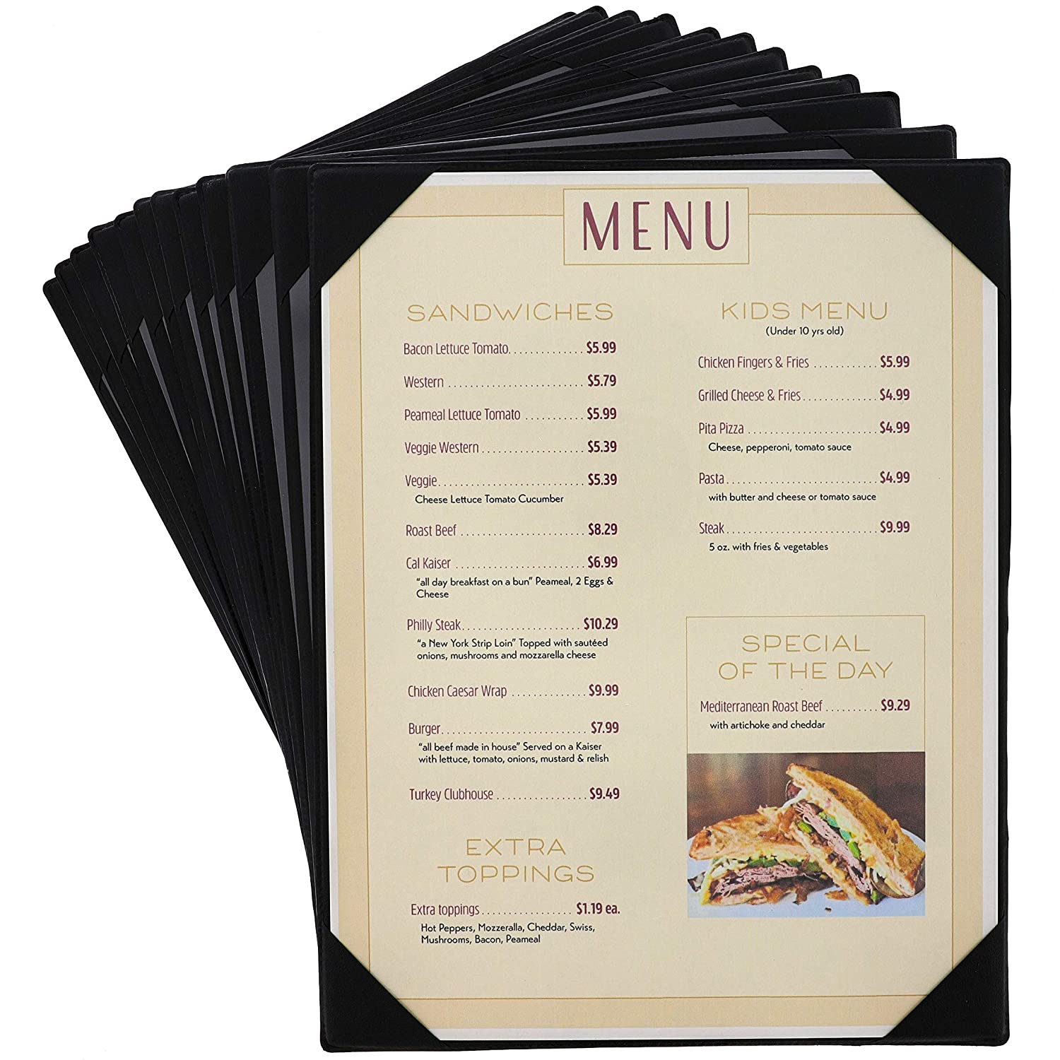 Single Black Restaurant Menu Cover , Cocktail Display, Bar Folder, Single View Menu Holder for Restaurant, Bar, Lounge, Drinks, Wine List: A4 Size