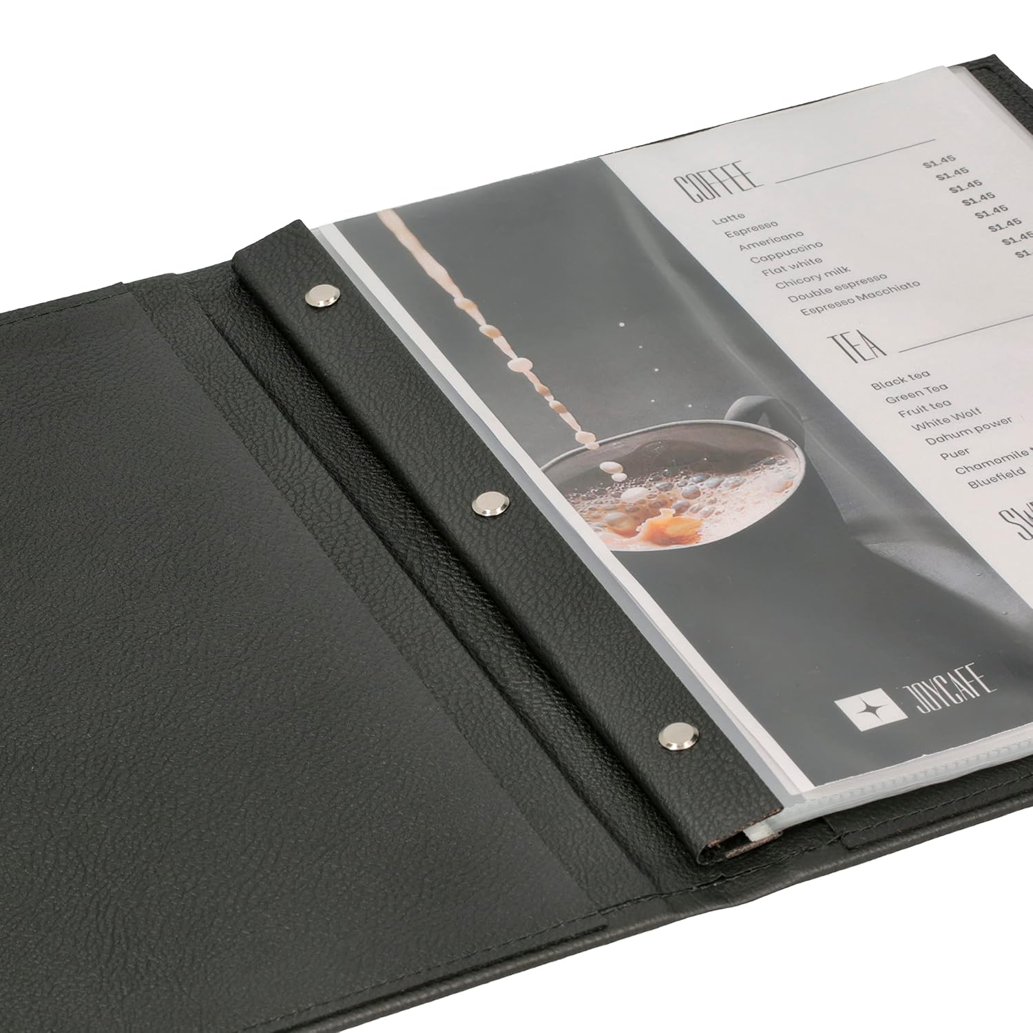Restaurant Leather Menu Covers Holders screw fitting, Menu Presenters for Restaurants, Menu Holder: BLACK