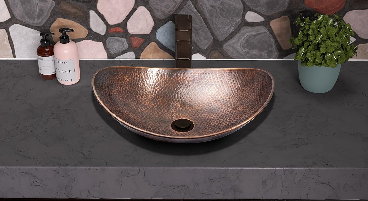 Antique Copper Basin Boat Model - 5 Pcs Set