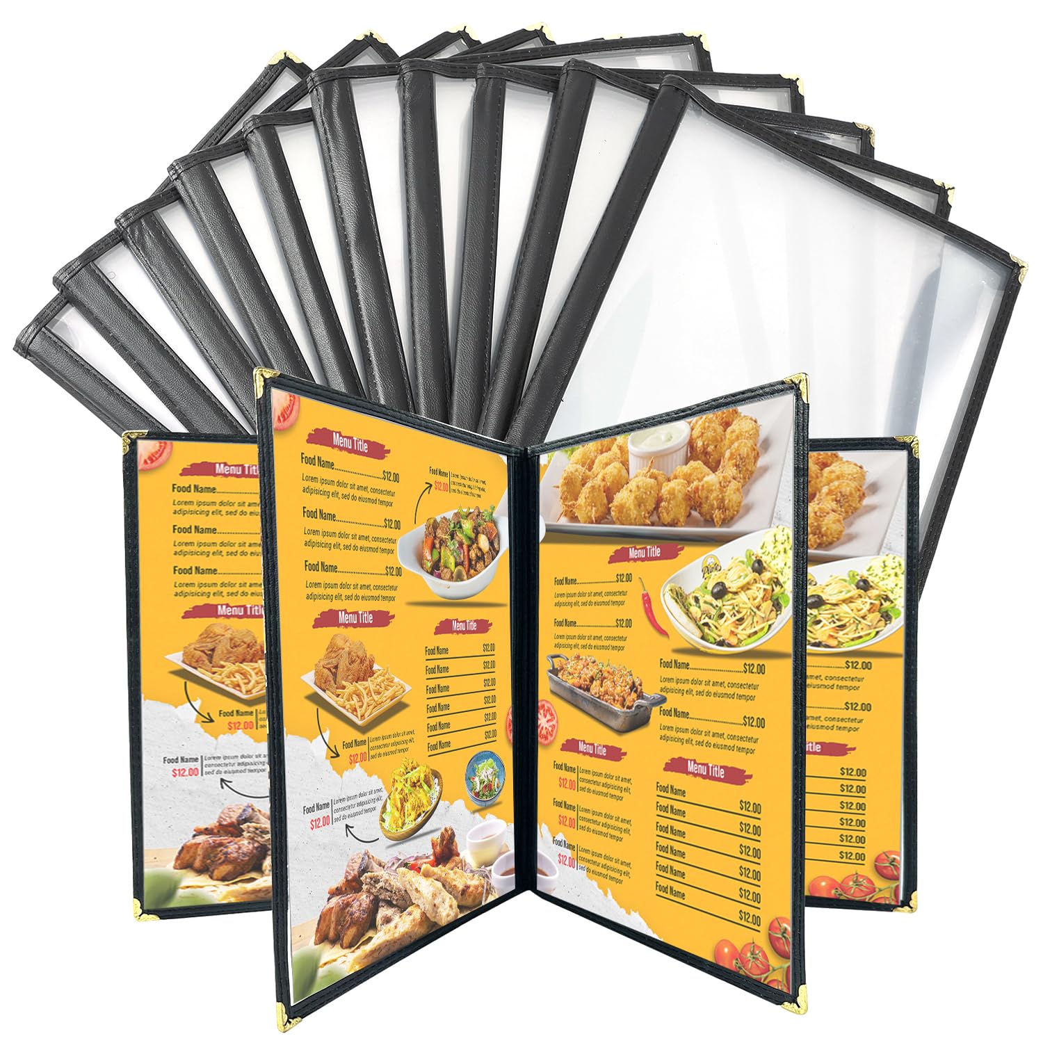 Divris PVC Restaurant Menu Cover, Menu Holder, Cafe Bar Beverage Menu Folder, Clear PVC Menu Folder: 8 View)