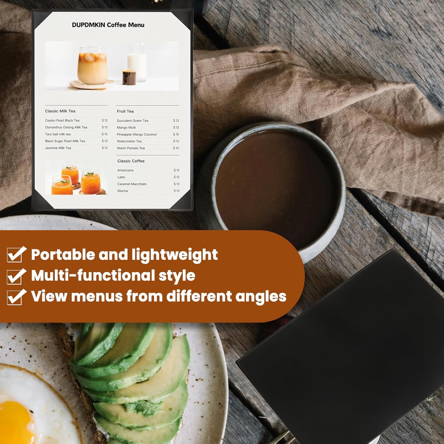 Single Black Restaurant Menu Cover , Cocktail Display, Bar Folder, Single View Menu Holder for Restaurant, Bar, Lounge, Drinks, Wine List: A4 Size