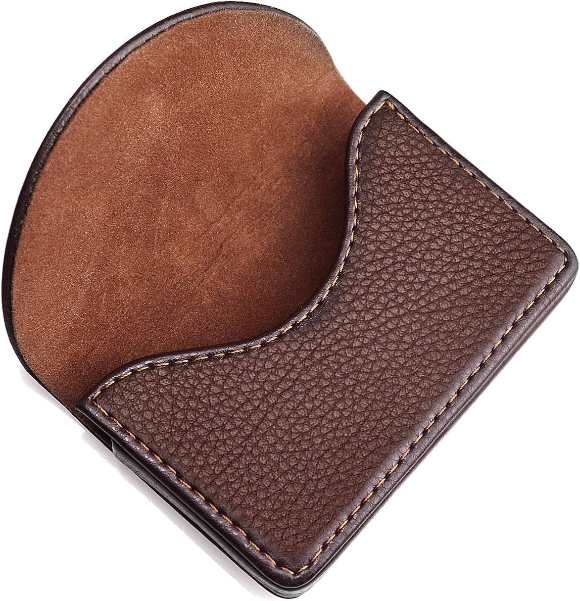 Leather Business Card Holder for Men or Women Pocket Business Card Wallet Name Card Case Holder with Magnetic Shut, Holds 25 Business Cards
