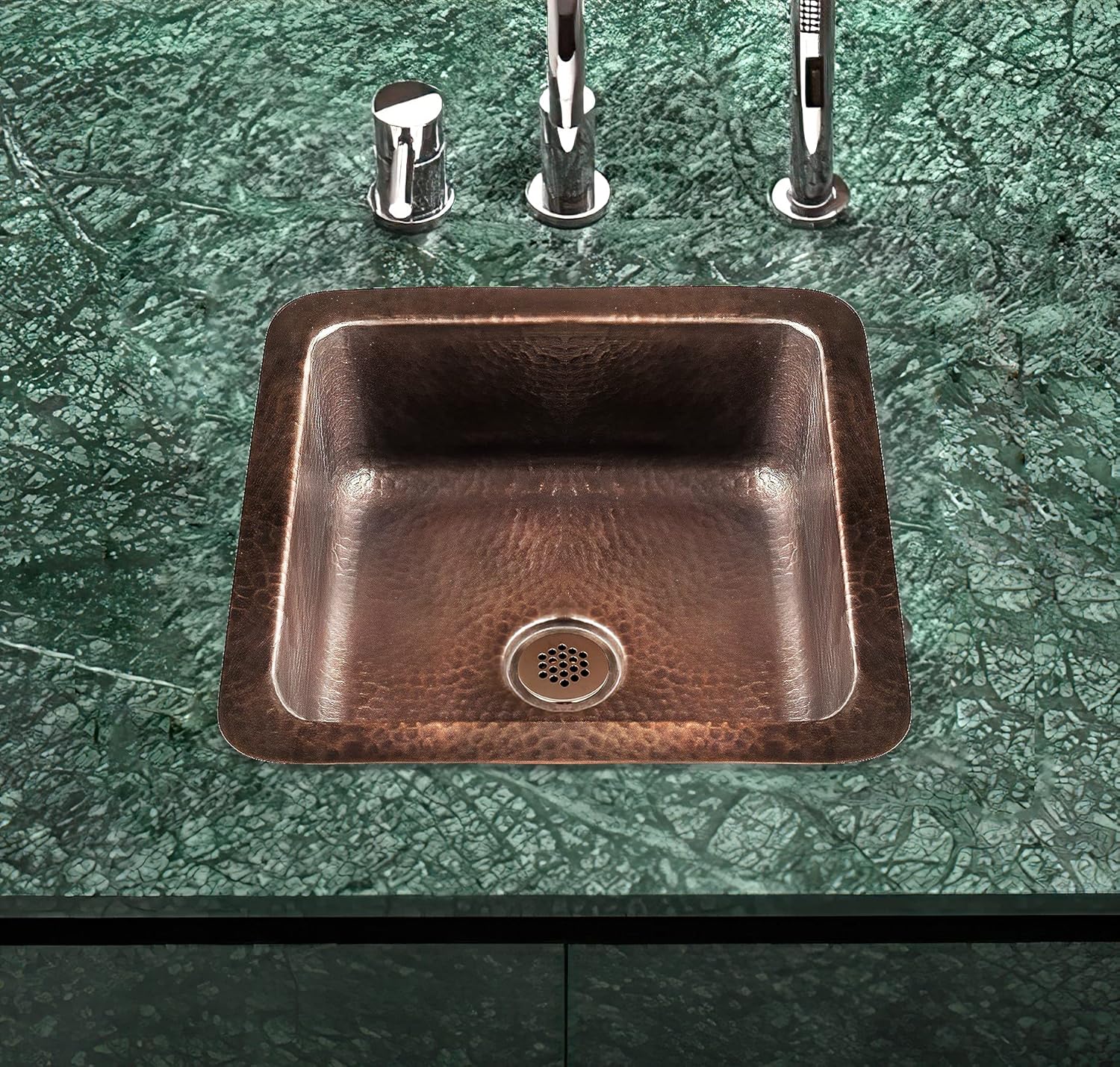 Antique Copper Basin Rectangular - 5 Pcs Set