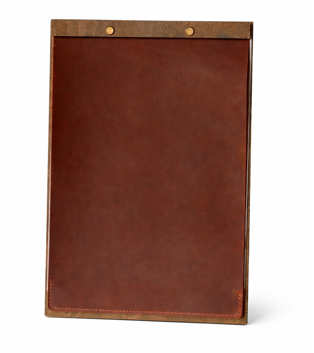 Divris  Wooden Menu Cover with Dark PU Leather Closing