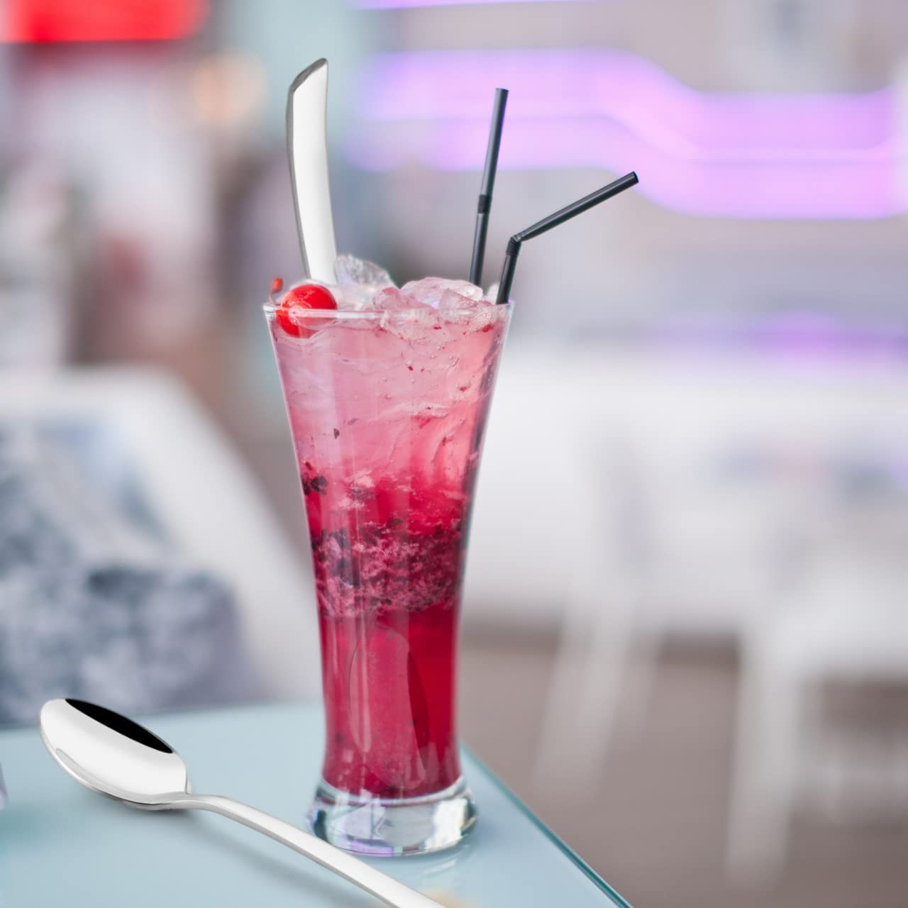 Divris Long Iced Tea Spoon Ice Cream Spoon for Tall Glasses