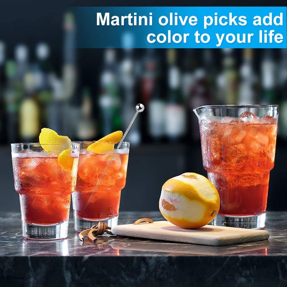 Divris Martini Olive Skewers Cocktail Picks 304 Stainless Steel  4.3 Inches