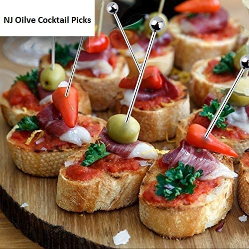 Divris Martini Olive Skewers Cocktail Picks 304 Stainless Steel  4.3 Inches