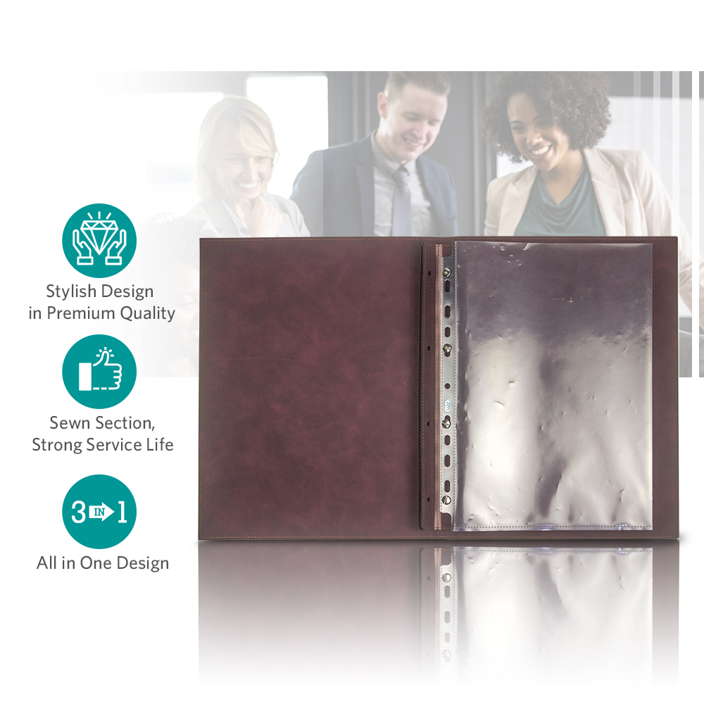 Restaurant Leather Menu Covers Holders screw fitting, Menu Presenters for Restaurants, Menu Holder: BROWN