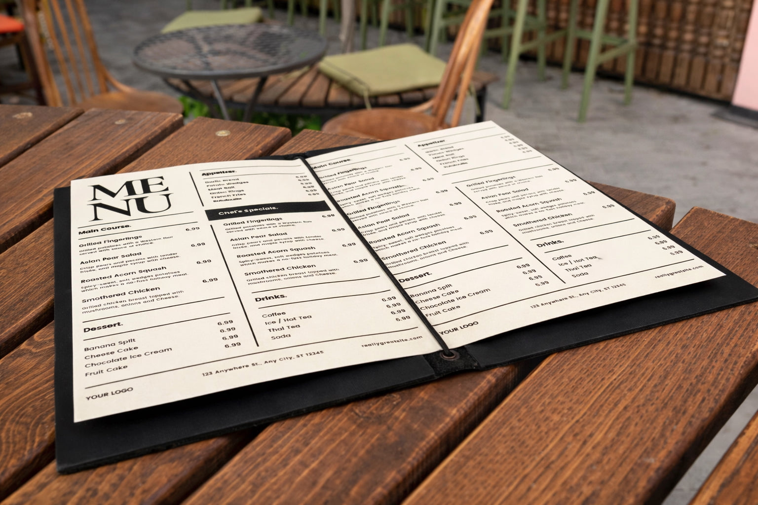 Premium  PU Leather Menu Cover with String Fitting – Professional Restaurant, Hotel & Café Menu Folder for Food, Drink & Wine Lists: A4