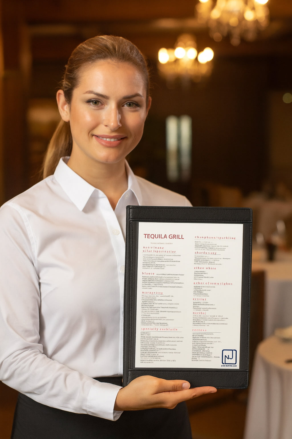 Premium Black Leather Menu Pad 37×23 cm – Waterproof Restaurant Menu Holder | Front-Loading Menu Cover for Cafés, Bars, Hotels & Fine Dining | Durable, Easy-Clean, Elegant Menu Presenter: 37x23 cm