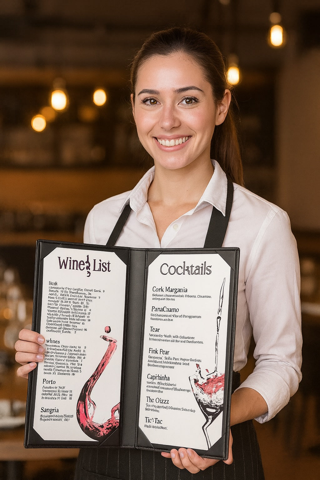 Book Style Double Fold Panel Menu Cover for Cafe, Restaurant Menu Covers, Juice and Beverage Folder