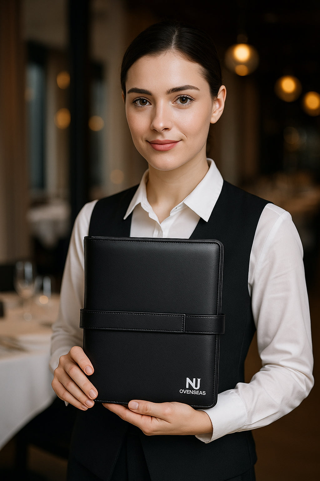 Legal Leather Property Documents Folder, Four Flapper PU Leather Holder, Useful for Keeping Highly Precious documents, Leather Folder with Velcro Belt Closure (Size: 15 X 11 inch)