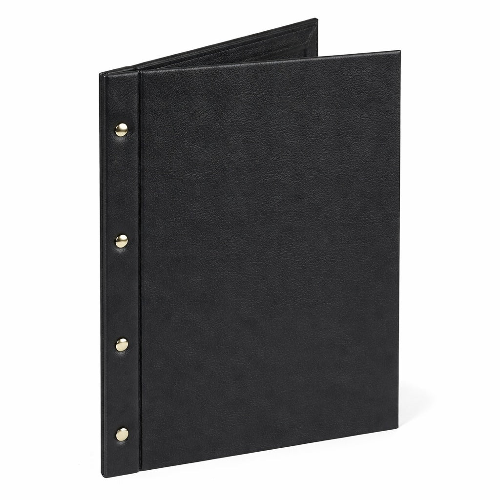 Restaurant Leather Menu Covers Holders External screw fitting, Menu Presenters for Restaurants, Menu Holder: BLACK