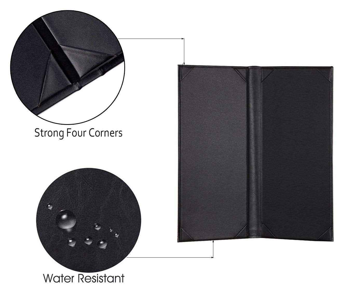 Book Style Double Fold Panel Menu Cover for Bar and Cafe, Restaurant Menu Covers, Juice and Beverage Folder- 4 View