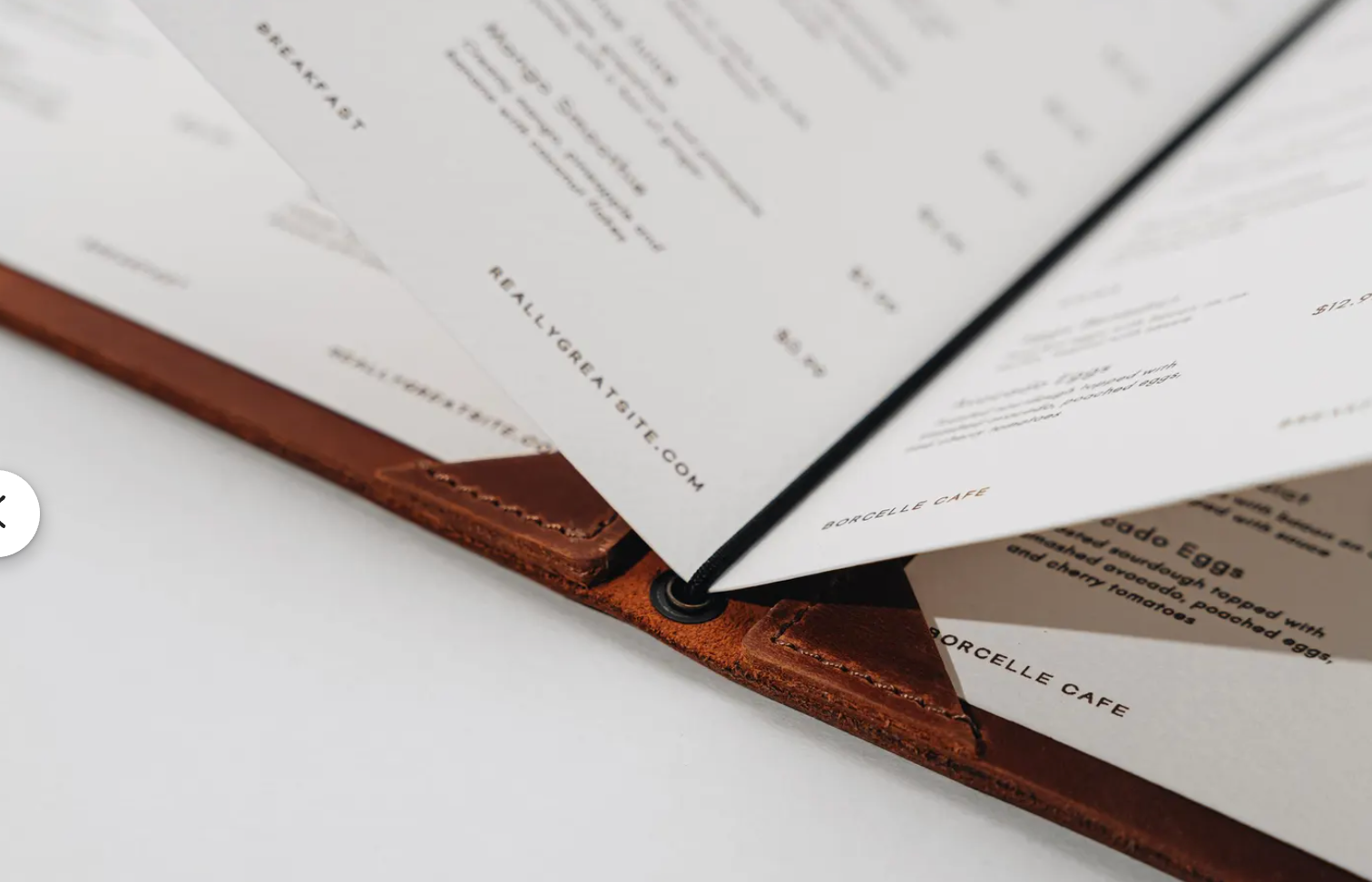Premium  PU Leather Menu Cover with String Fitting with 8 Corners – Professional Restaurant, Hotel & Café Menu Folder for Food, Drink & Wine Lists: A4