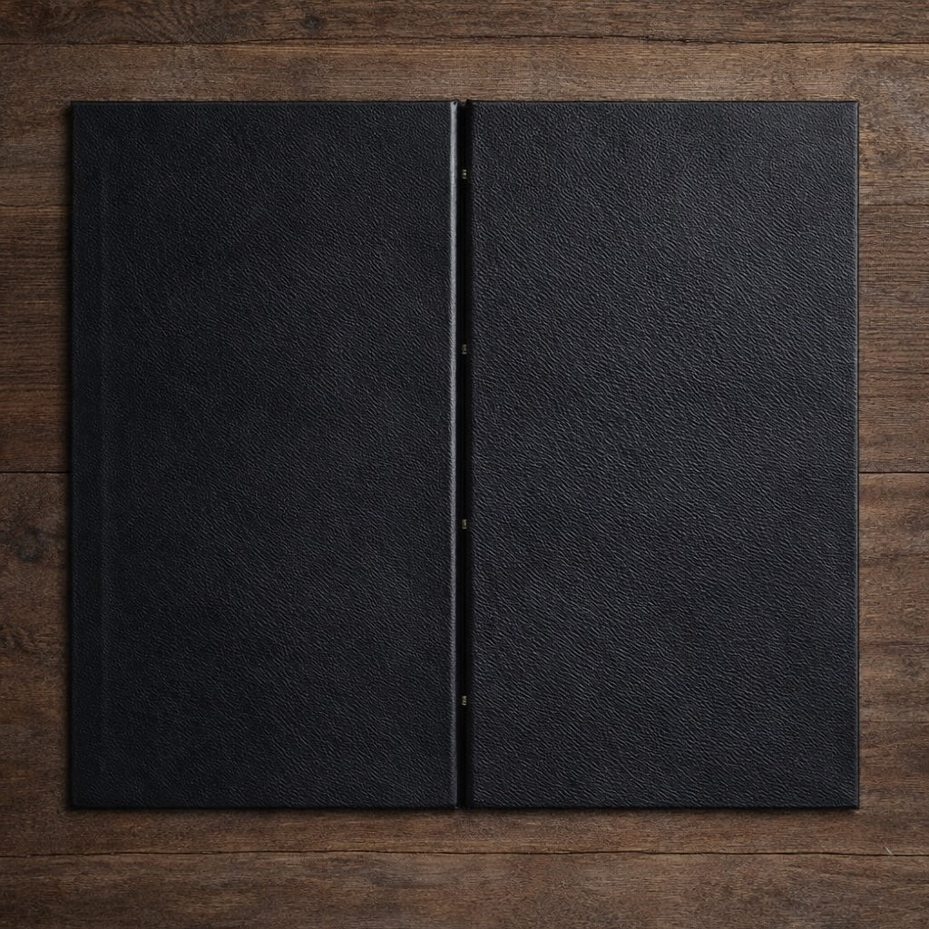 Restaurant Leather Menu Covers Holders External screw fitting, Menu Presenters for Restaurants, Menu Holder: BLACK