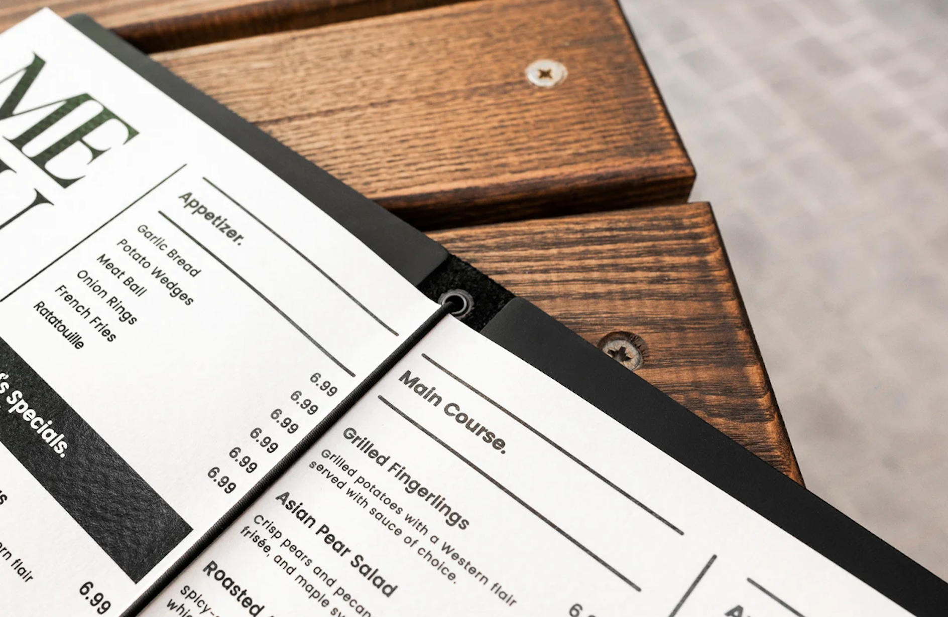 Premium  PU Leather Menu Cover with String Fitting – Professional Restaurant, Hotel & Café Menu Folder for Food, Drink & Wine Lists: A4