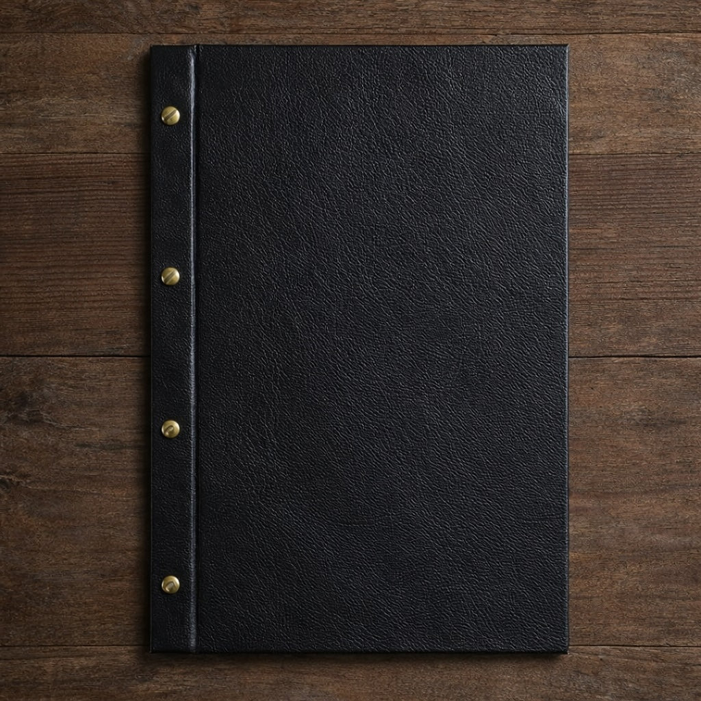 Restaurant Leather Menu Covers Holders External screw fitting, Menu Presenters for Restaurants, Menu Holder: BLACK
