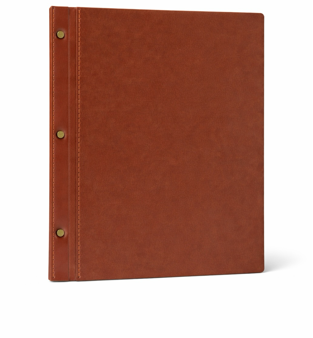 Divris  Wooden Menu Cover with Dark Brown PU Leather Closing
