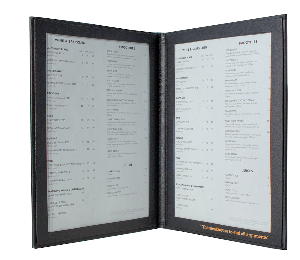 Leather Menu Covers (2 Panel 2 View window folder): 50 Pcs