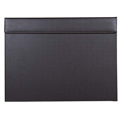 Large Rectangle Desk Writing Pad & Drawing Board with Magnetic Paper Clip – 18×14" Black Desk Blotter for Hotel Front Desk, Reception, Office & Planner Use